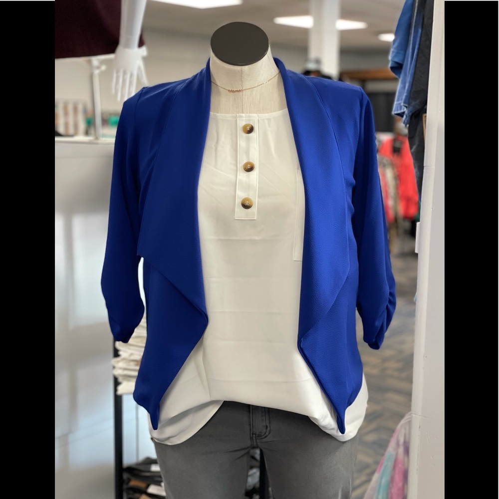 MOA royal blue 3/4 sleeve blazer